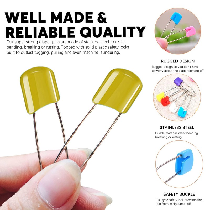 Lxnoap 10 pcs Cloth Diaper Pins Stainless Steel Traditional Safety