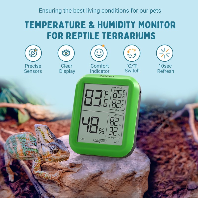 INKPET Reptile Thermometer Hygrometer Thermostat, with Max/min Record High-Accuracy Digial