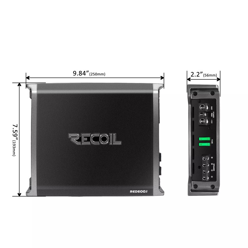 Recoil RED600.1 1320Watts Class-D Car Audio Mono-block Subwoofer Amplifier