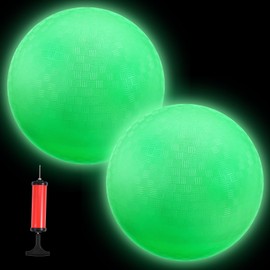 Hiboom 2 Pcs Glow in The Dark Kickballs Dodgeballs Light up Playground Ball Bouncy Balls with Pump for Kids Adults Playground School Backyard Game Outdoor Glow in The Dark Games (6 Inch)