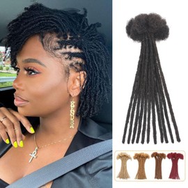 Mini Loc Extensions Human Hair 0.2 cm 6 Inch 60 Strands Dreadlock Extensions Human Hair Loc Extensions Dreads Extensions for Men Women Real Human Hair Locs 1B Natural Black Handmade Permanent Locs