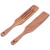 2pcs Slotted Turner Spatula Simple Wooden Spatula with Long Handlefor