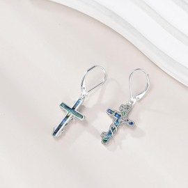 YONFQE Cross Earrings S925 Sterling Silver Rose Twisted Cross Dangling Hanging Pendant Earrings Jewellery Gifts for Women