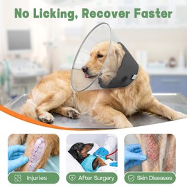 Joypig Dog Cone Collar to Stop Licking with Soft Liner, Comfortable Elizabeth Recovery Collar for Large Medium Dogs After Surgery, Pet Neck Head Cone Alternative,L