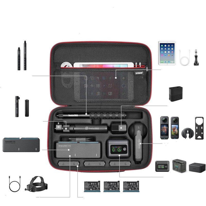 Carry Case for Insta360 X5, Portable PU Waterproof Storage Protective