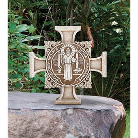 Avalon Gallery Saint Benedict Stoneresin Garden Cross Stepping Stone, 11 Inch