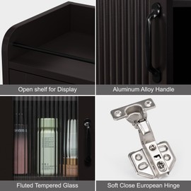 MXARLTR 71'' Tall Bathroom Cabinet, Narrow Slim Storage Cabinet, Freestanding Fluted Floor Linen Tower for Small Space Bathroom Oragnizer for Living Room Kitchen (Espresso)