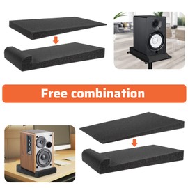 Anpro 2 Pieces Studio Monitor Acoustic Isolation Pads, Stabilizer Speaker base, 12“x 7”x 1.5“/ 30cm x 17cm x 3.5cm(Black)
