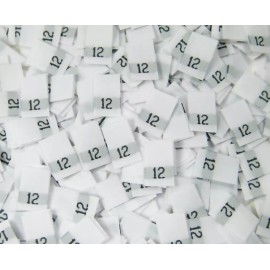 Sean Label 250 PCS WHITE WOMEN TAFFETA WOVEN CLOTHING SIZE TAG LABELS - SIZE 12 - TWELVE