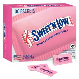 Sweet'N Low Zero Calorie Sweetener Packets, 100 Ct, Kosher & Gluten Free