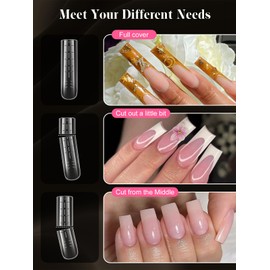EBANKU Poly Gel Nail Forms Kit - 120PCS Reusable Square Dual Forms for Builder Gel, Nail Mold Kit with 2.5oz Slip Solution, Brush, File, 5PCS Clips - 12 Sizes