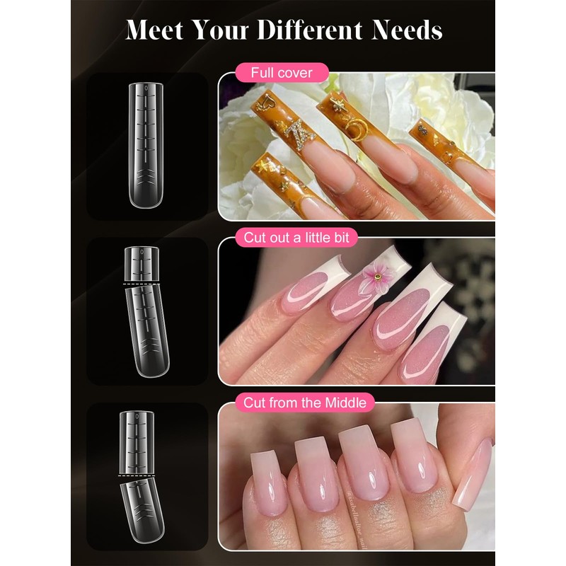 EBANKU Poly Gel Nail Forms Kit - 120PCS Reusable Square