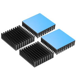 Heatsink Kit 40x40x11mm + 3M8810 Thermal Conductive Adhesive Tape, Cooler Aluminum Heat Sink for Cooling 3D Printer Stepper Motor TEC1-12706 Thermoelectric Peltier Module (Black, 4 Pack)