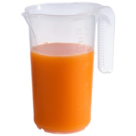 APS Measuring Jug 0.25 Litres, Diameter 7 x Height 12 cm, Plastic Cup with Embossed Scale Outside, Open Handle, ml Division, Dishwasher Safe