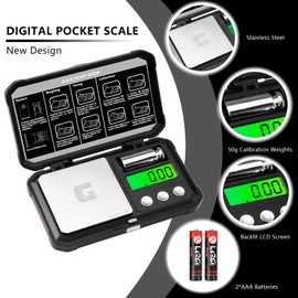 GRAM PRES Digital Pocket Gram Scale 300g x 0.01g Accuracy， Small Mini High Precision Jewelry Scale Digital Weight Grams and Oz for Gold,Diamond，Arrows, Powders and Mdicine,with 50g Cal Weights