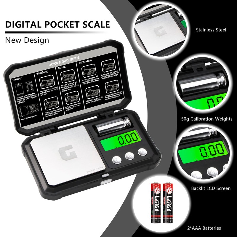 GRAM PRES Digital Pocket Gram Scale 300g x 0.01g Accuracy，