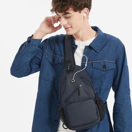 Javolto - Mochila cruzada multiusos para hombres y mujeres, bolsa de pecho de viaje y senderismo, Azul marino, Pequeño, Deporte