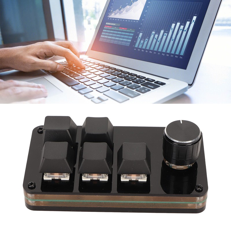 Programmable Keypad 5 Keys 1 Knob Blue Switch Mechanical Hot