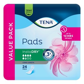 Tena InstaDRY Long Length Pads X 24 (Limit 4 per order)