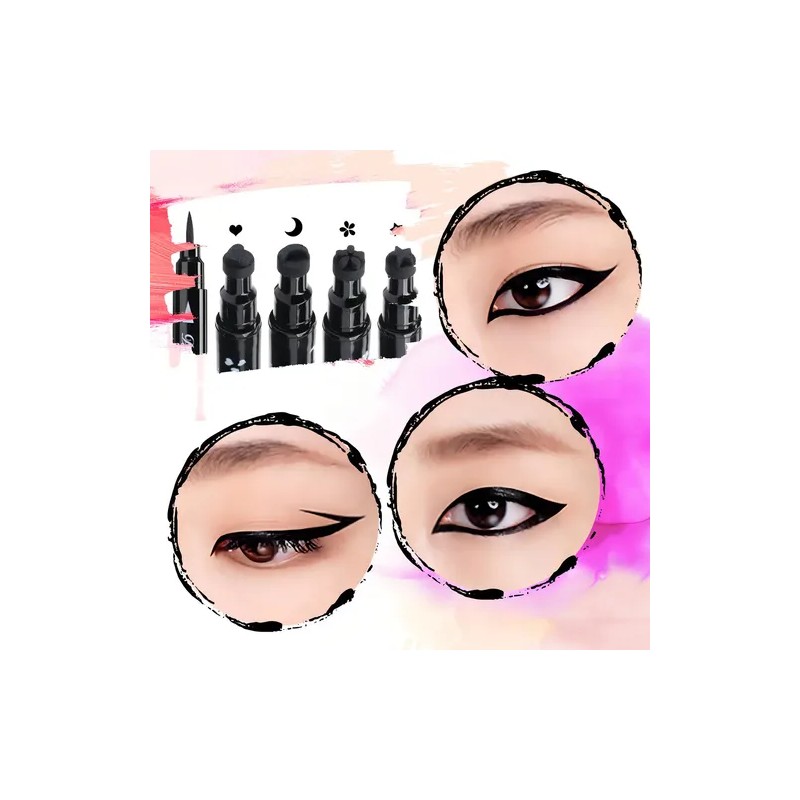 Delineador De Ojos Negro Plumón Y Sello De Figuras Belleza
