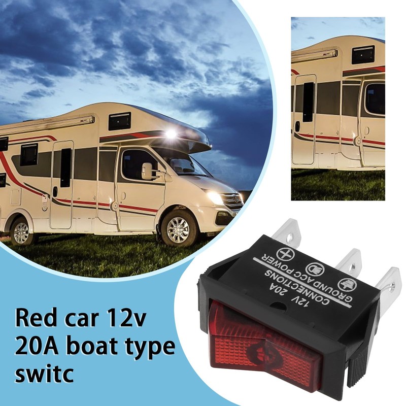 ECSiNG 2pcs Red 12v 20A Rocker Switch 3-Pin 2-Position LED