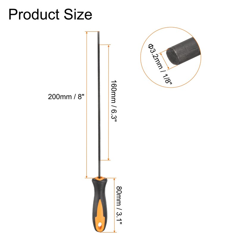sourcing map Chainsaw File, 3.2mm (1/8-inch) Round Sharpening Files Tool