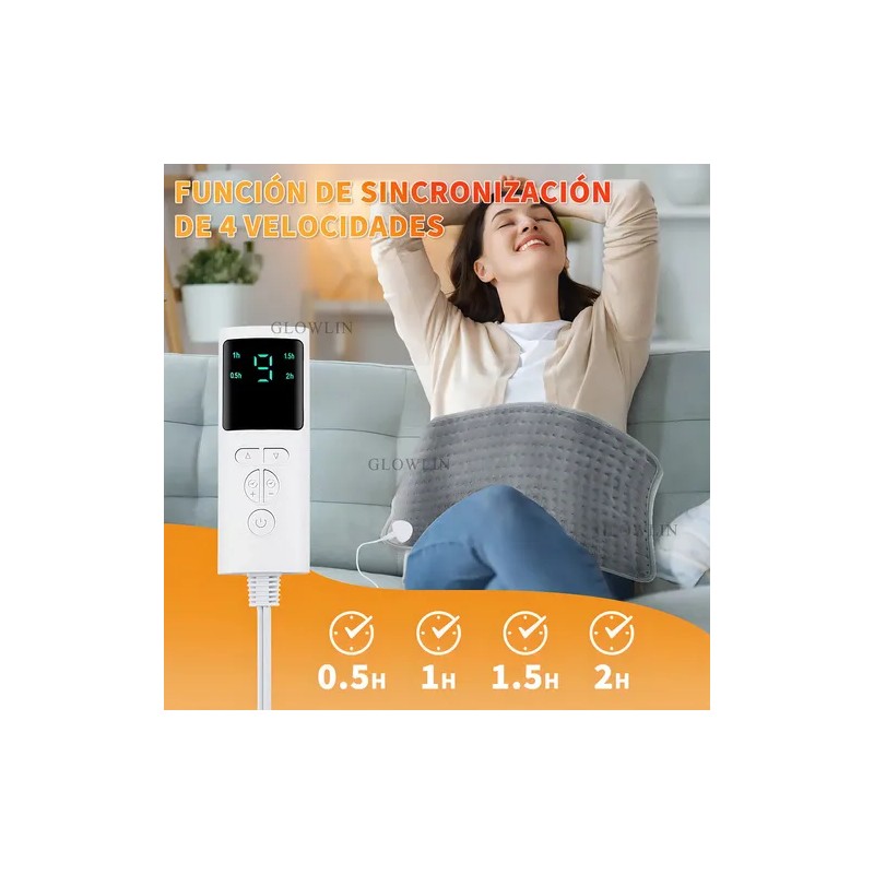 Almohadilla Eléctrica Glowlin de 60x30 cm con 9 Niveles de