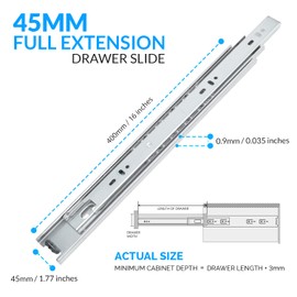 HOMANDS 16 Inch Drawer Slides 4 Pairs (8pcs) Side Mount Rails - Heavy Duty Full Extension Ball Bearing – Drawer Slide Glides for Cabinet Kitchen, Dresser Runners - Draw Slides Sliders 100Lb Capacity