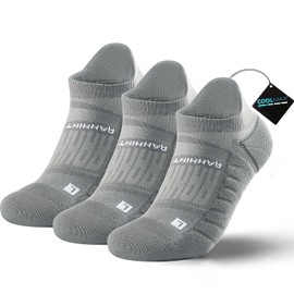 Rahhint 3 Pairs Compression Running Socks Cushioned Ankle Socks Anti-Blister Moisture Wicking No Show Men Women Socks