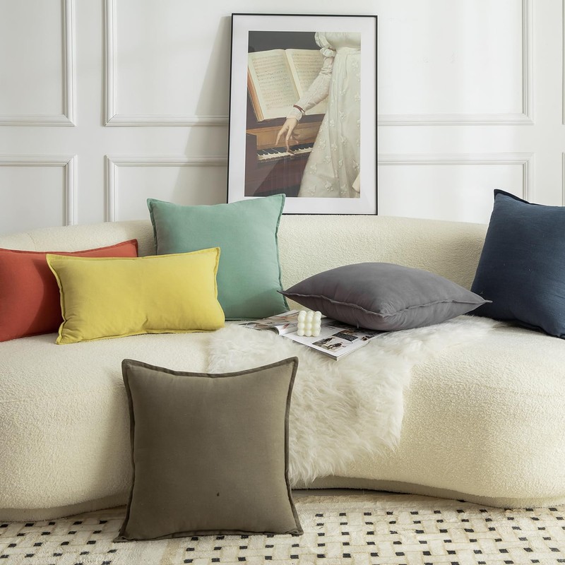 Mandioo Pack of 2 Neutral cotton Cushion Covers 55x55 cm