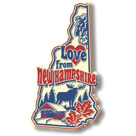 Love from New Hampshire Vintage State Magnet by Classic Magnets, Collectible Souvenirs Made in The USA, 2" x 3.5"