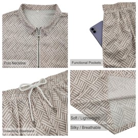 Kubsid Wine Red L Men Track Suits 2 Piece Set Summer Casual Outfits Fashion Polo Shirts Short Sleeve and Shorts Set Vacation Clothes