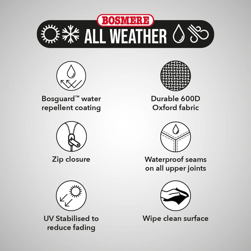 Bosmere All-Weather Extra Large Parasol Cover with Zip, Charcoal