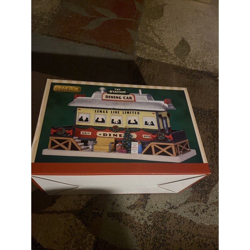 LEMAX Station Dining Car -Lighted Holiday Village Building-RETIR