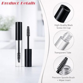 10 tubos vacíos de rímel de 10 ml/0,33 oz con aplicador, recargables, transparentes, para pestañas y cejas. Envases de plástico para rímel para el cre