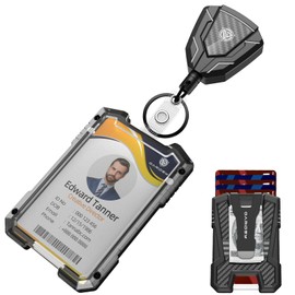 Oaridey Retractable Badge Holder with Belt Clip, Heavy Duty Retractable Keychain with Tactical ID Card Holder (Holds 6 Cards) - 31.5” Retractable Badge Reel Key Chain