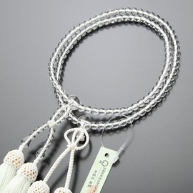 Pure Pure Land Buddhist Prayer Beads for Women, 8 inch Genuine Crystal, Pure Silk Tassel (White) [Genuine Beads Kyoto April Birthstone 108 Beads, 8 Sun, 2 Tie, Buddhist Buddhist Buddhist Month, Natural Stone, Funeral, Memorial Service, My Prayer Beads 10
