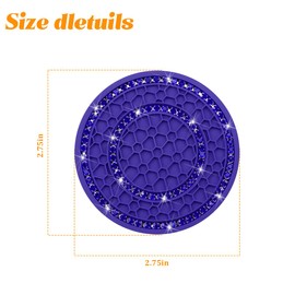 KHGUZ Bling Car Cup Holder Coaster, 4PCS Anti Slip Shockproof Vehicle Insert Mat with Crystal Rhinestone, 2.75 Inch Diamond Drink Cup Pad, Universal Automotive Interior Accessories (Dark Blue/Blue)
