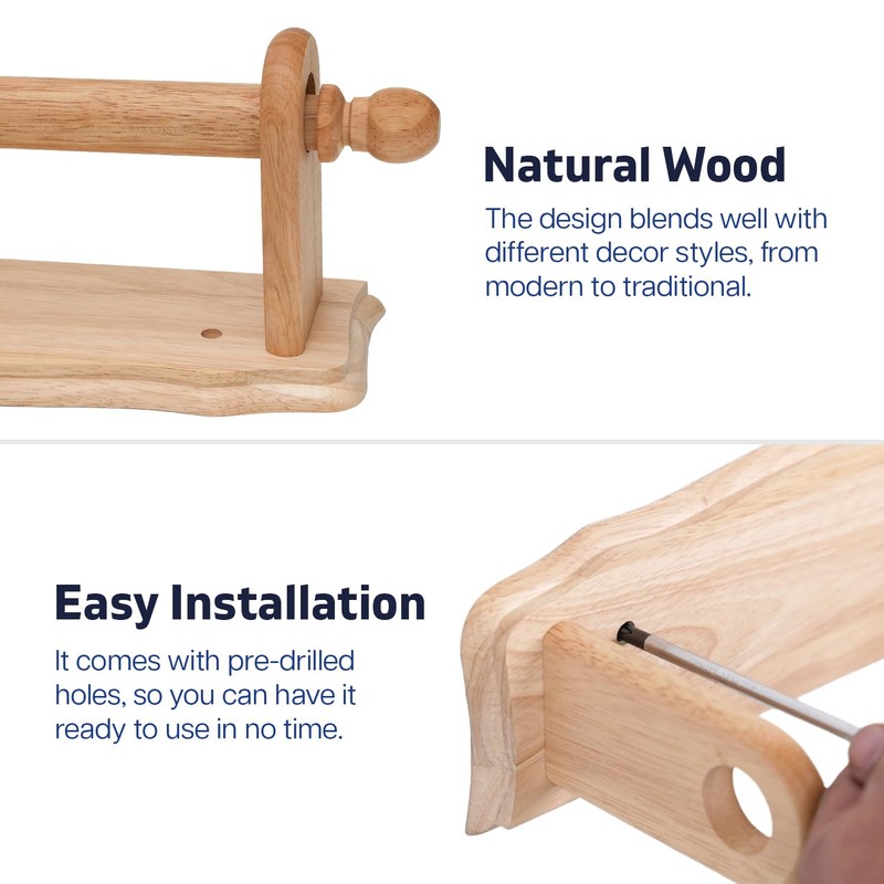 Wooden Kitchen Roll Holder Wall Mounted | Beech Wall Kitchen
