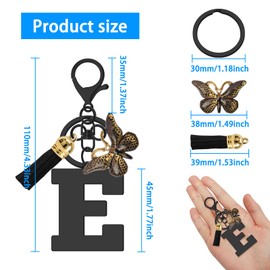 Vadaka Alphabet Initial Letter Keychain Initial Letter Keyring Tassel Pendant Keyring Keychain Key Ring for Women Men Key chain for Wallet Purses Letter Stainless Steel Keyring A-Z Letter Keychain