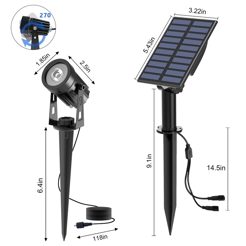 T-SUN Solar Spotlights Outdoor Waterproof, 2-in-1 Solar Landscape Spotlights Solar