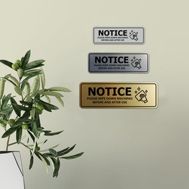 Standard NOTICE Please Wipe Down Machines Before And After Use Door or Wall Sign | Easy Installation | Elegant Design Sign (Red) - Large