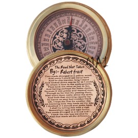 Antiqued Brass Robert Frost Poem Compass with Leather Case