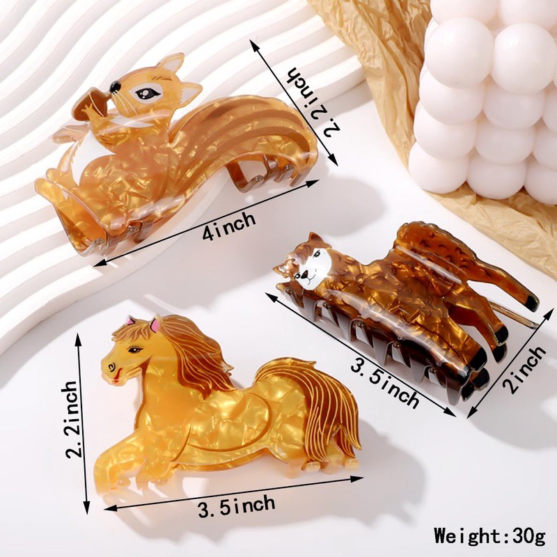 Unique Animal Claw Clip Cute Squirrel Shape Hair Clips Acetate