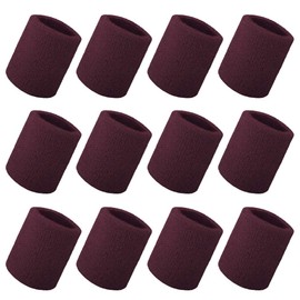 GOGO 12 Pieces Thick Wrist Sweatbands Wristband Solid Color Maroon