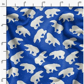 Soimoi Blue Velvet Fabric Polar Bear Animal Fabric Prints by Yard 58 Inch Wide