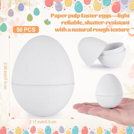 ARCTURINE Paper Mache Easter Eggs, Cardboard Paper Eggs to Decorate for Craft Painting, School Projects, Spring Parties, Easter Hunt Supplies, DIY Art Activities, 3.2 Inch (50 PCS, White)