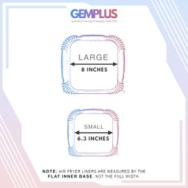 GEM+ | Air Fryer Liners Disposable & Reusable – 100PCS, 8 Inch & 6.3 Inch, Square, Parchment Paper Liners for Air Fryer, Non-Stick, Oil-Proof, Food-Grade, Easy Cleanup (Square - 6.3 Inches)