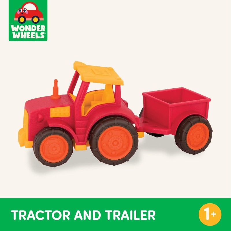 Battat- Wonder Wheels- Red Toy Tractor And Trailer – Farm