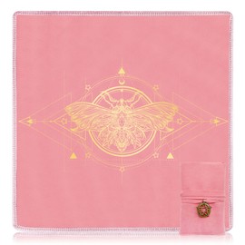 knana 2Pcs Altar Tarot Card Cloth - Velvet Tarot Divination Tablecloth with Tarot Carrying Bag, Golden Bee Pattern Tarot Cloth 19.68 by 19.68 inches - Pink